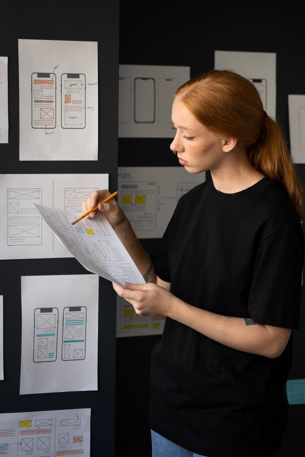 UX Designer Working with Wireframes